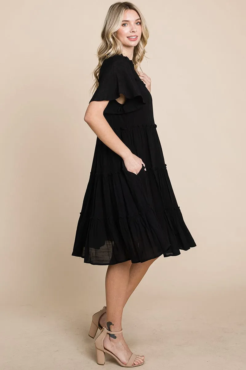 Tiered Babydoll Dress with Pockets