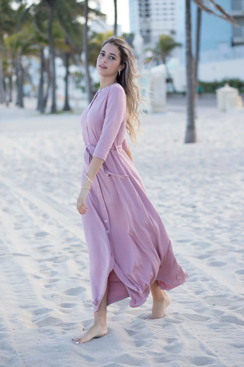 V-neck Jersey Maxi in Rosewood