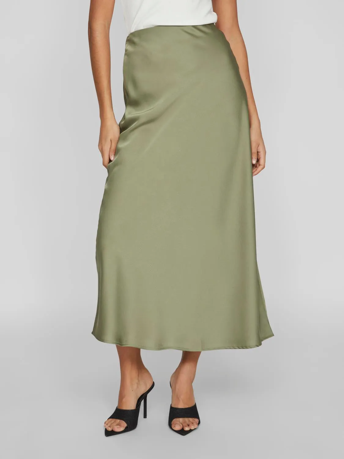 Vielette High Waisted Maxi Skirt (Oil Green)