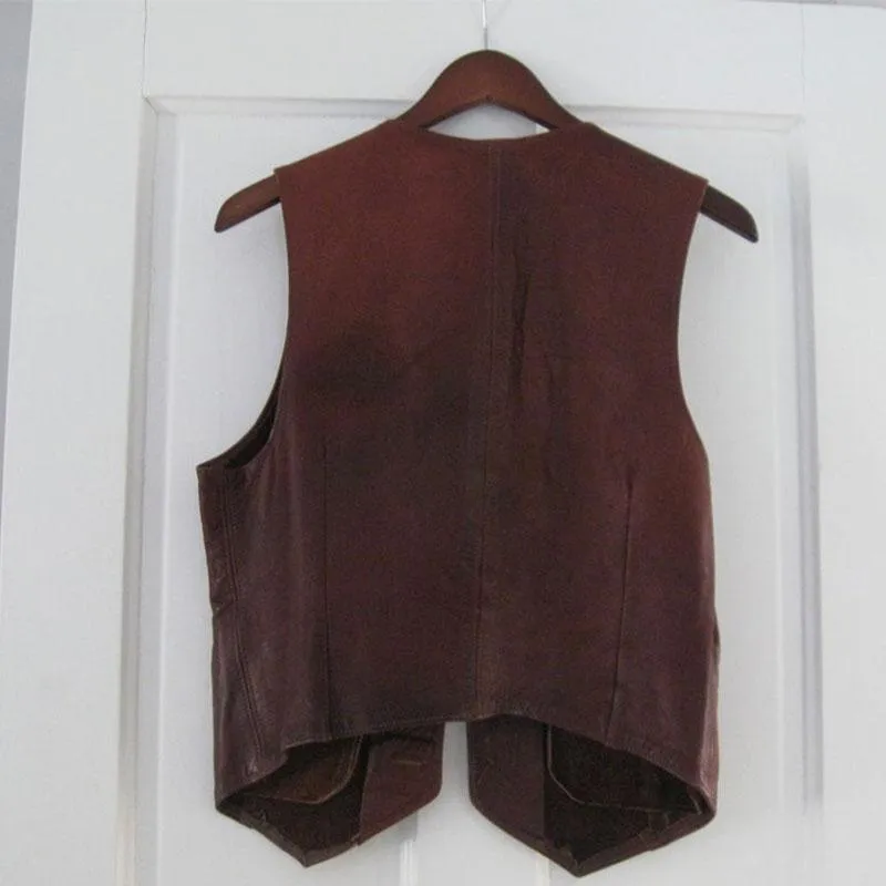 VINTAGE 1960S-70S HAND-CRAFTED LEATHERING HEIGHTS PROVINCETOWN  BROWN VEST