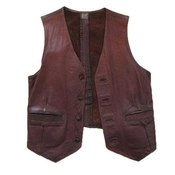 VINTAGE 1960S-70S HAND-CRAFTED LEATHERING HEIGHTS PROVINCETOWN  BROWN VEST