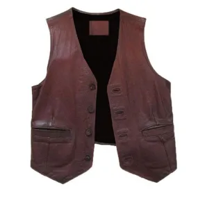 VINTAGE 1960S-70S HAND-CRAFTED LEATHERING HEIGHTS PROVINCETOWN  BROWN VEST