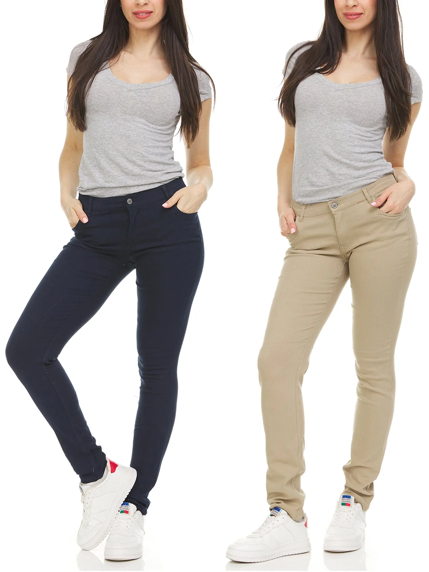 Women's Super Stretchy Skinny 5-Pocket Uniform Soft Chino Pants