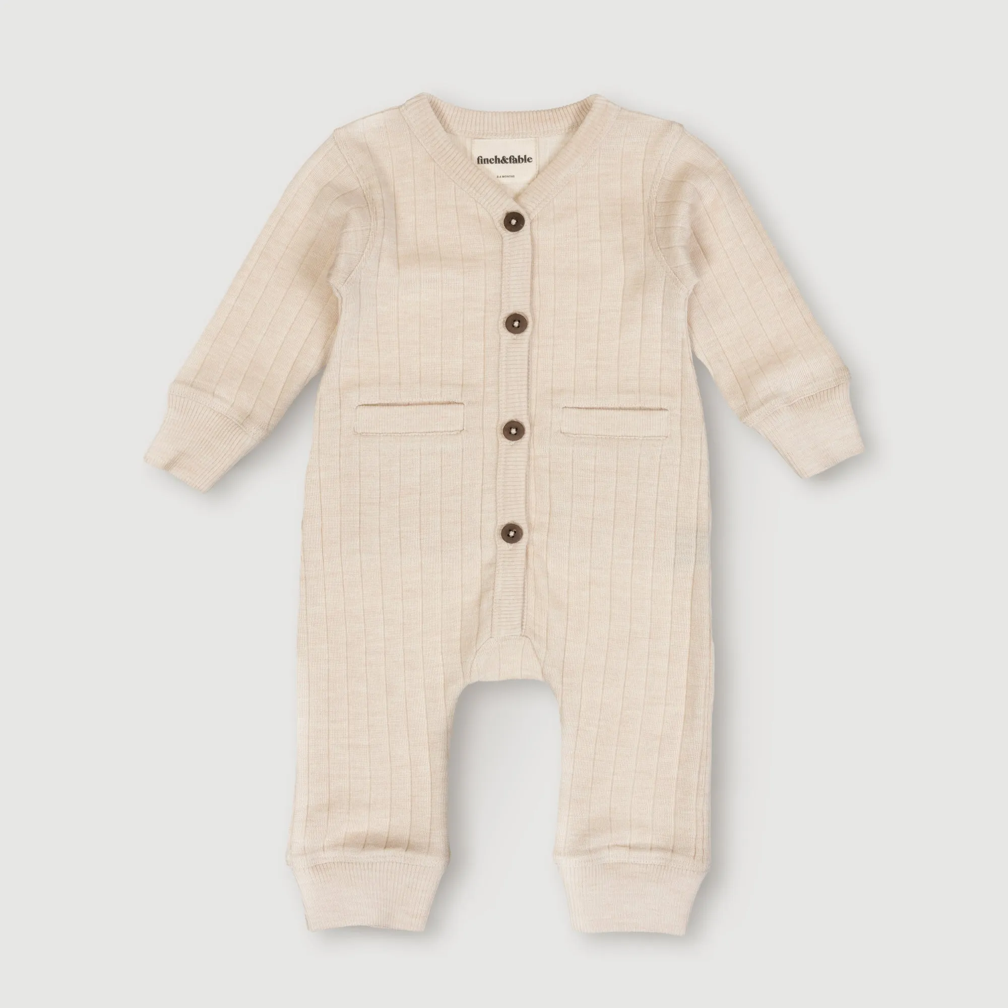 Wool Rib Playsuit - Oat