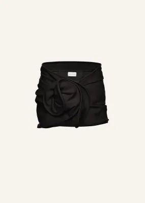 Wool rose mini skirt in black