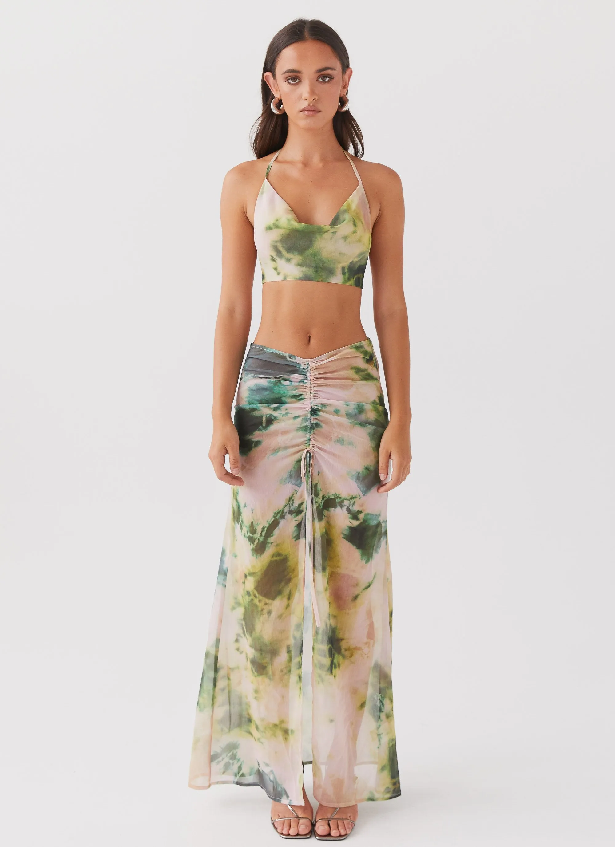 Zenta Ruched Maxi Skirt - Rainforest