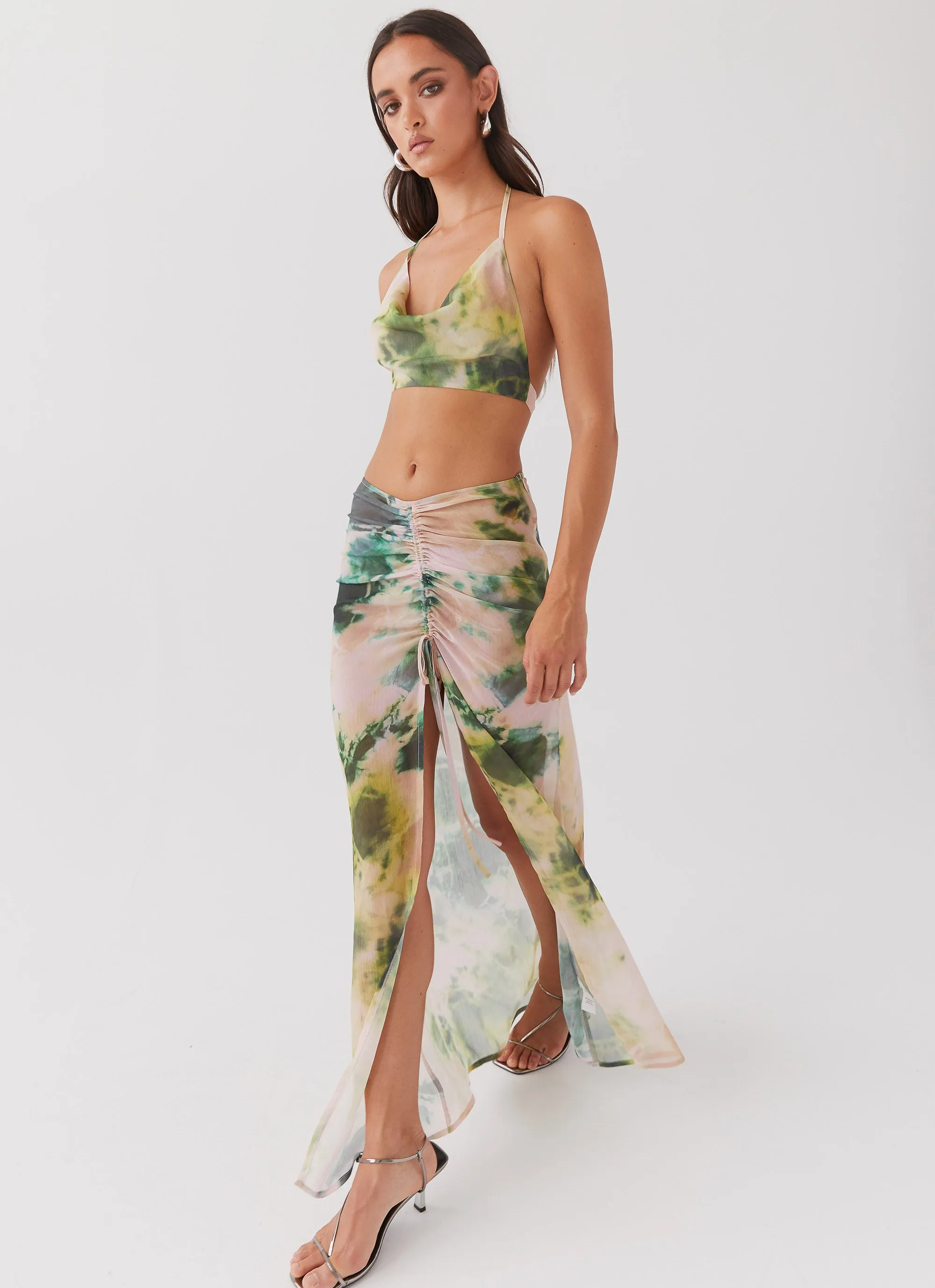 Zenta Ruched Maxi Skirt - Rainforest